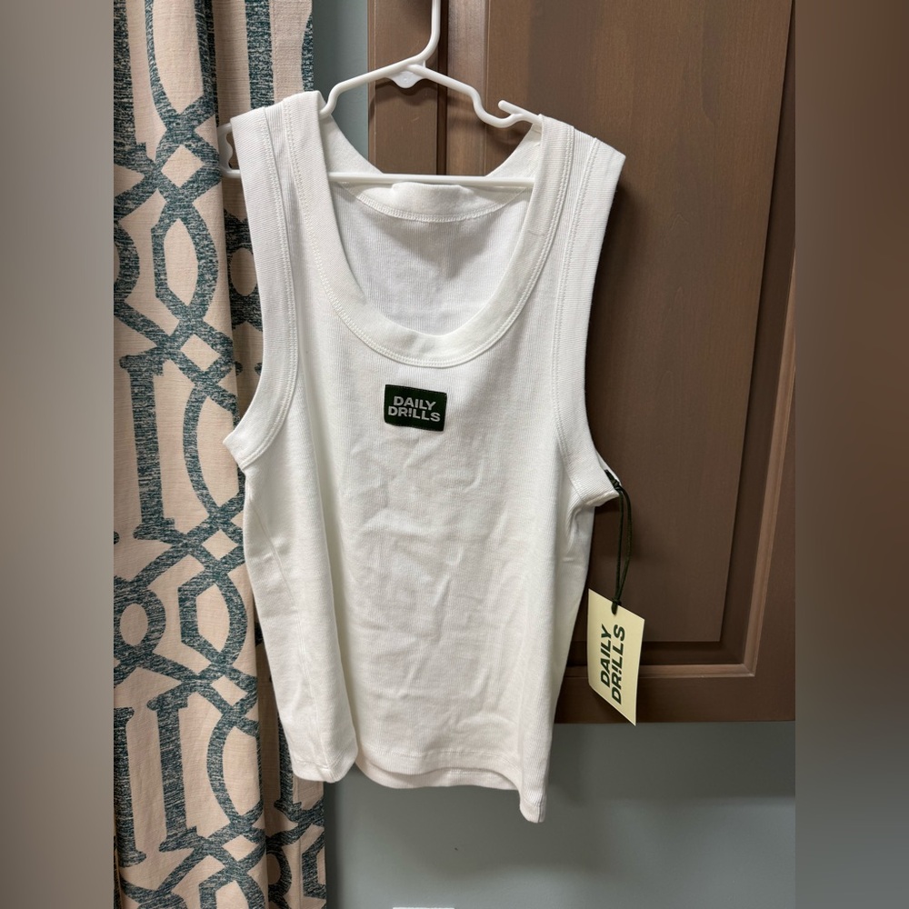 Daily Drills White Boxy Sleeveless Tank Top